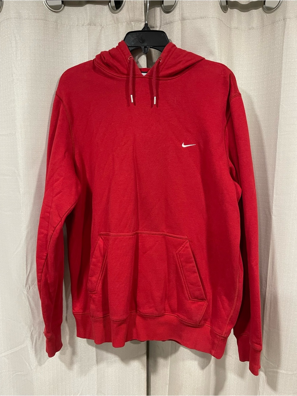 Nike Red Men's Hoodie with White Swoosh